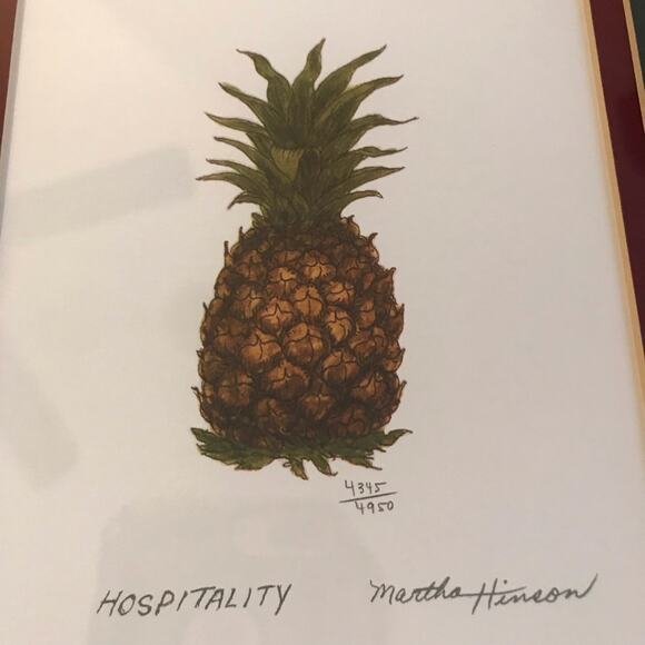 Martha Hinson Framed Limited Edition Hospitality Pineapple Print 4345/4950 - Picture 3 of 8